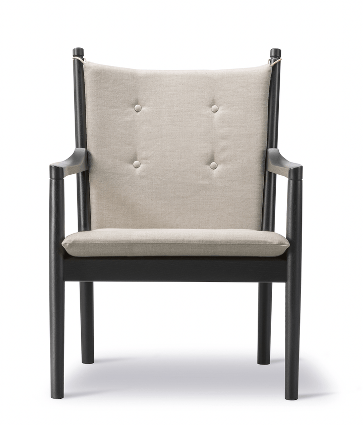 1788 Easy Chair - Black Lacquered Oak - Fredericia - Chairs - Natural Linen Fabric - HORNE