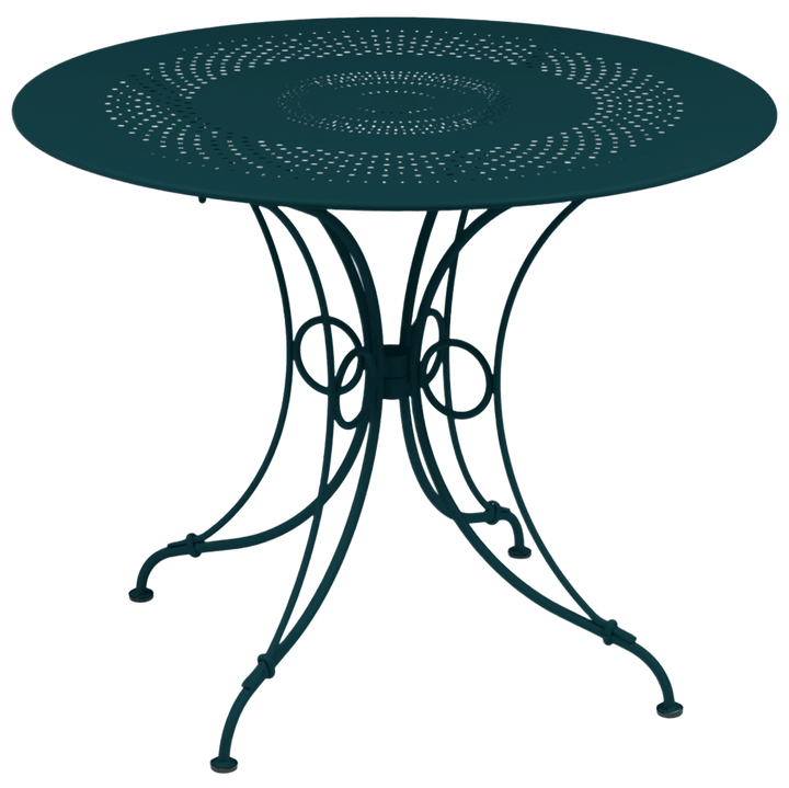 1900 Round Table - Fermob - Outdoor Furniture - 38" Diameter - Acapulco Blue - HORNE