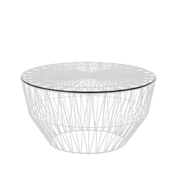 24” Drum Ottoman/ Table - Bend Goods - Outdoor Furniture - White - 24" Glass Table Top - HORNE