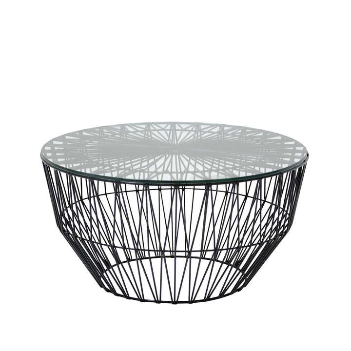 24” Drum Ottoman/ Table - Bend Goods - Outdoor Furniture - Black - 24" Glass Table Top - HORNE