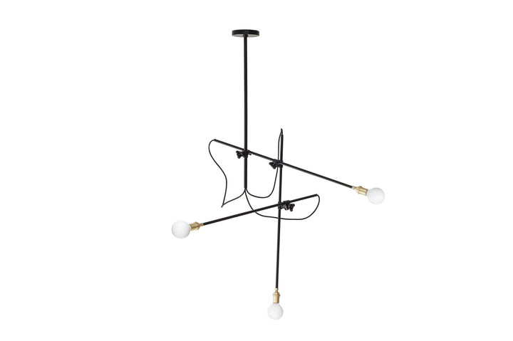3 Arm Industrial Chandelier - Workstead - Chandeliers - Hewn Brass - HORNE