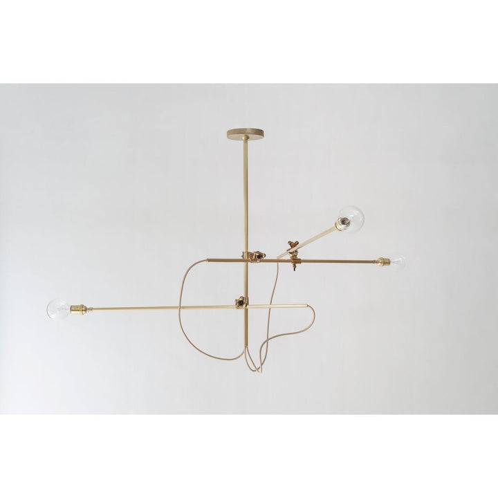 3 Arm Industrial Chandelier - Workstead - Chandeliers - Hewn Brass - HORNE