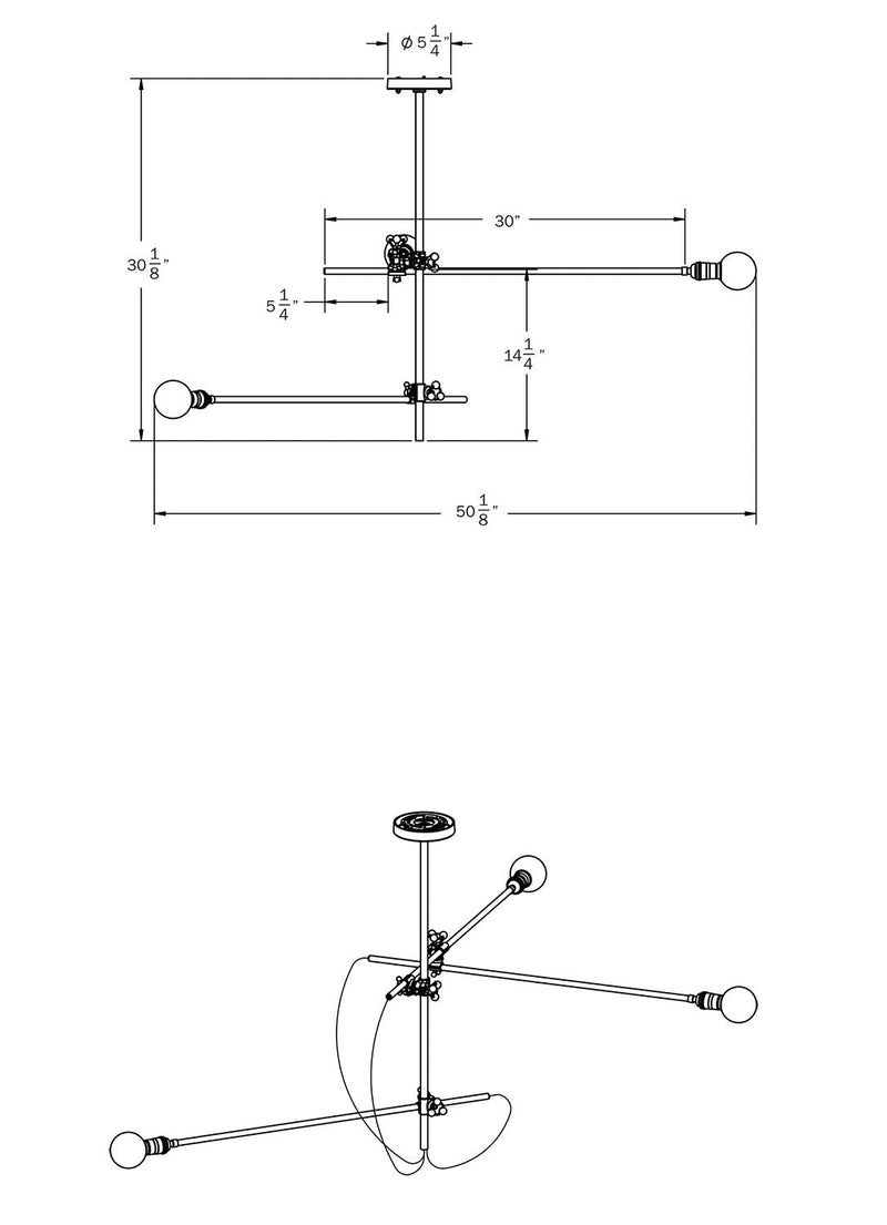 3 Arm Chandelier