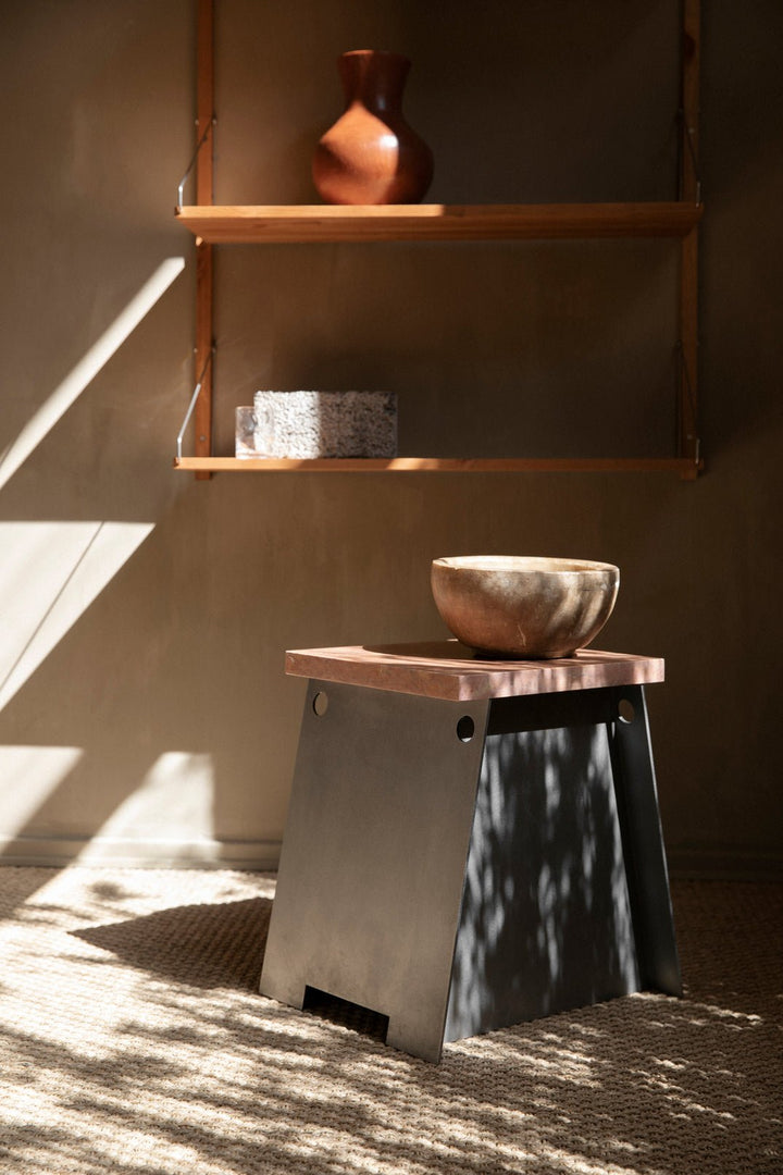 64 Plinth - Frama - Stools + Benches + Ottomans - Red Negrais/Blackened Steel - HORNE