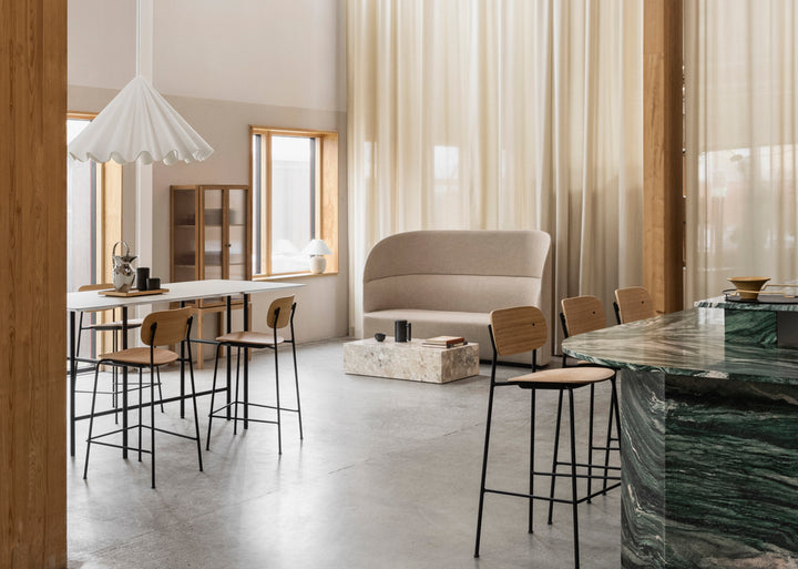 Co Counter Chair - Upholstered Seat - Audo Copenhagen - Chairs - Dark Stained Oak/ Sierra Leather 1001 (Black) - HORNE