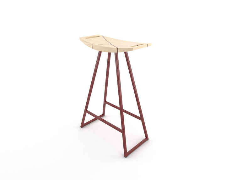 Roberts Counter Stool - Tronk - Stools + Benches + Ottomans - Maple with Walnut Inlay - Blood Red - HORNE