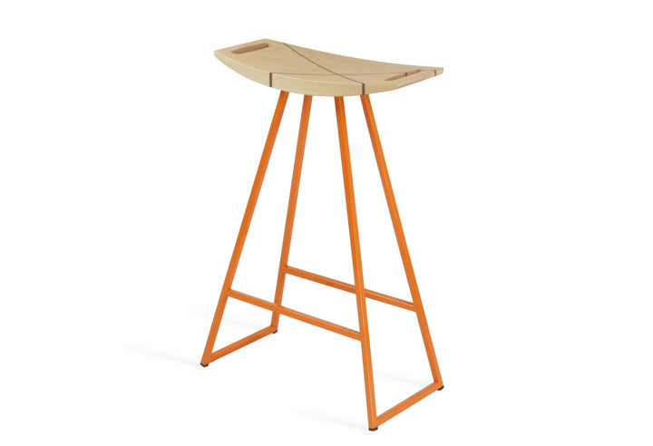 Roberts Counter Stool - Tronk - Stools + Benches + Ottomans - Maple with Walnut Inlay - Orange - HORNE