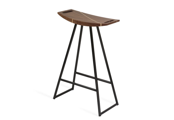 Roberts Counter Stool - Tronk - Stools + Benches + Ottomans - Walnut with Maple Inlay - Black - HORNE