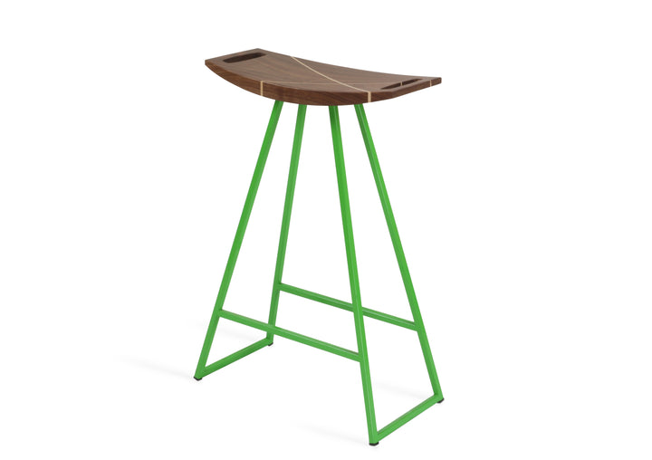 Roberts Counter Stool - Tronk - Stools + Benches + Ottomans - Walnut with Maple Inlay - Green - HORNE