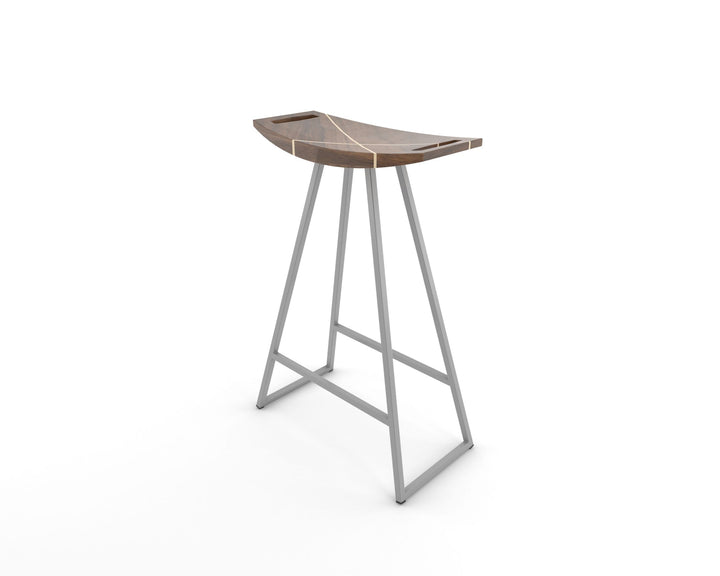 Roberts Counter Stool - Tronk - Stools + Benches + Ottomans - Walnut with Maple Inlay - Gray - HORNE