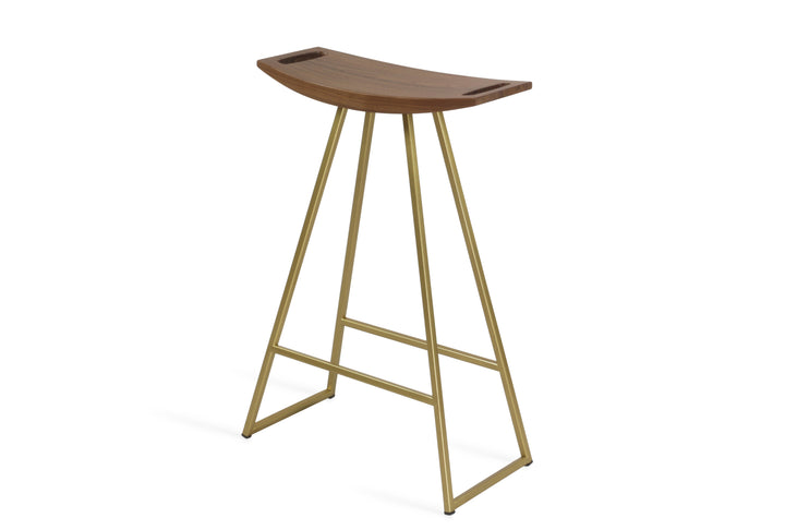 Roberts Counter Stool - Tronk - Stools + Benches + Ottomans - Walnut - Brassy Gold - HORNE