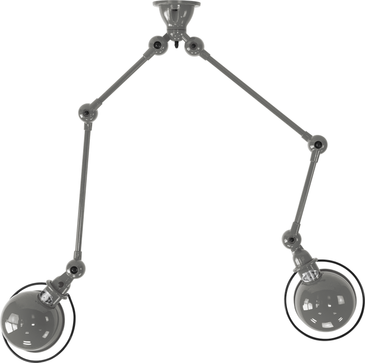 Loft Double - Arm Ceiling Light - SKY4224 - Jielde - Ceiling Lights - Glossy - Mouse Grey - RAL7005 - HORNE