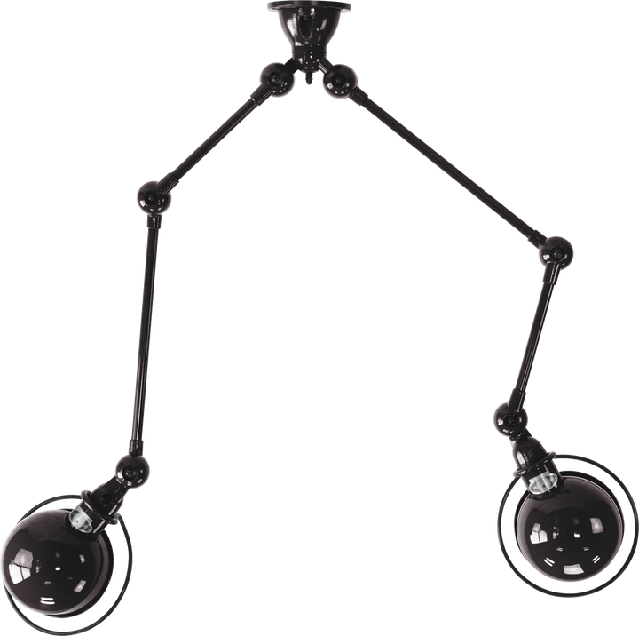 Loft Double - Arm Ceiling Light - SKY4224 - Jielde - Ceiling Lights - Glossy - Black - RAL9011 - HORNE