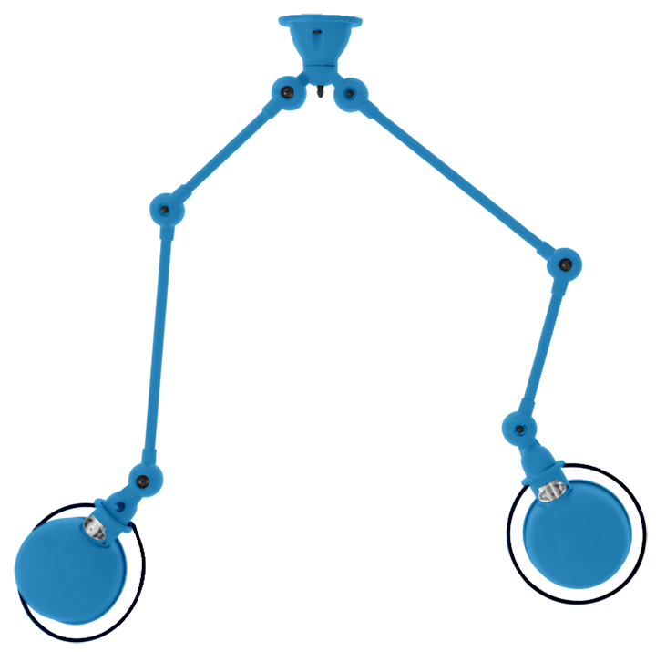 Loft Double - Arm Ceiling Light - SKY4224 - Jielde - Ceiling Lights - Matte - Blue - RAL5012 - HORNE