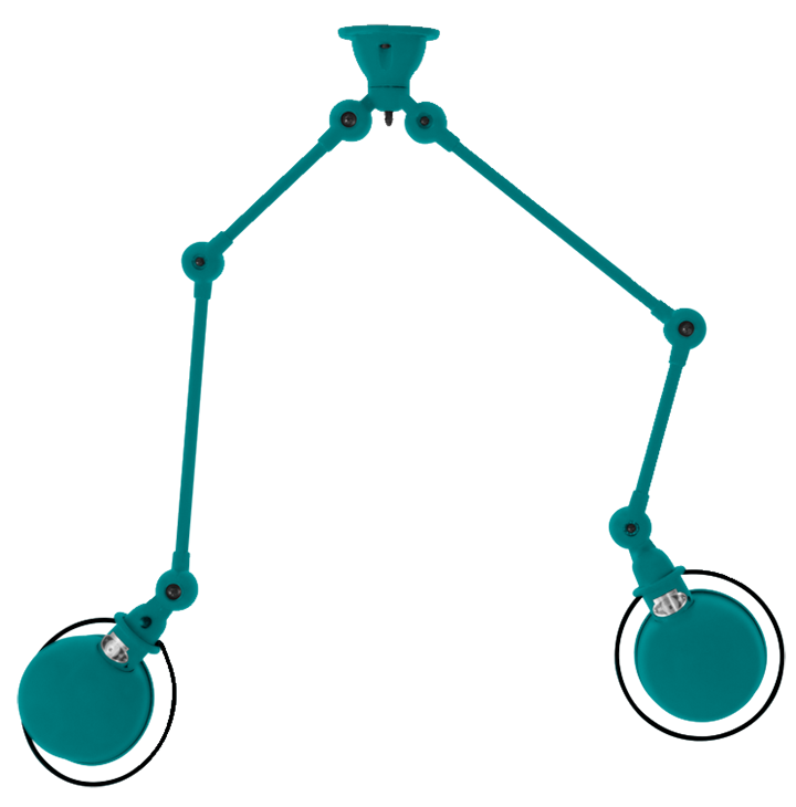 Loft Double - Arm Ceiling Light - SKY4224 - Jielde - Ceiling Lights - Matte - Water Blue - RAL5021 - HORNE
