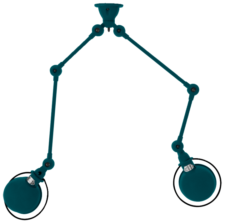 Loft Double - Arm Ceiling Light - SKY4224 - Jielde - Ceiling Lights - Matte - Water Blue - RAL5021 - HORNE