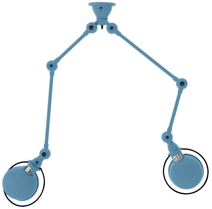 Loft Double - Arm Ceiling Light - SKY4224 - Jielde - Ceiling Lights - Matte - Pastel Blue - RAL5024 - HORNE
