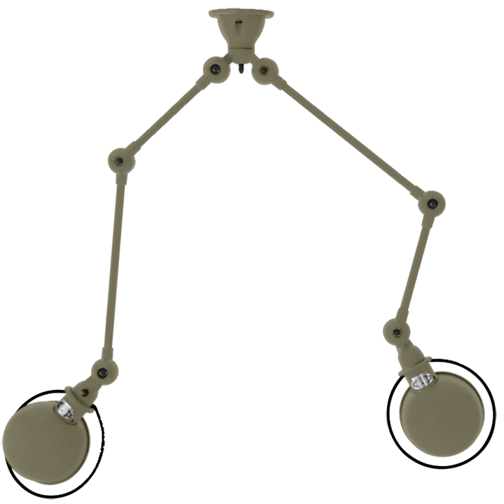 Loft Double - Arm Ceiling Light - SKY4224 - Jielde - Ceiling Lights - Matte - Khaki - RAL7002 - HORNE