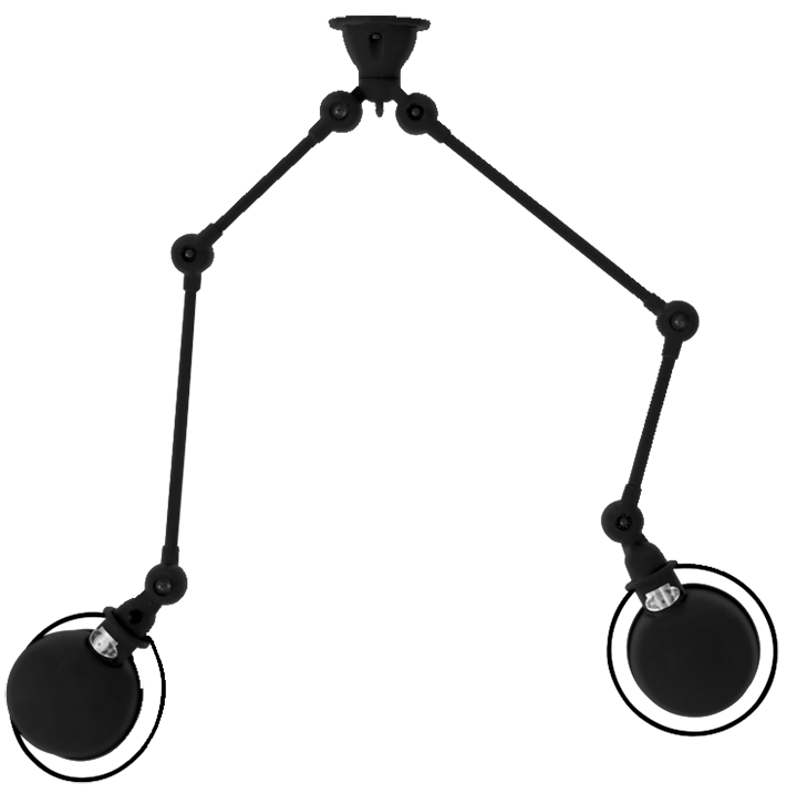 Loft Double - Arm Ceiling Light - SKY4224 - Jielde - Ceiling Lights - Matte - Black - RAL9011 - HORNE