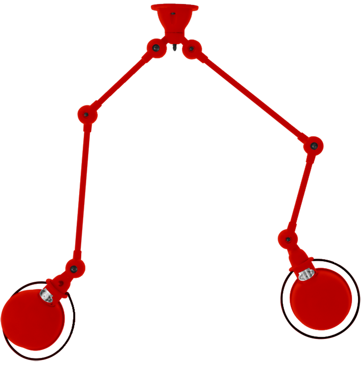 Loft Double - Arm Ceiling Light - SKY4224 - Jielde - Ceiling Lights - Matte - Red - RAL3020 - HORNE