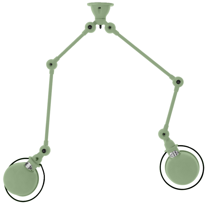 Loft Double - Arm Ceiling Light - SKY4224 - Jielde - Ceiling Lights - Matte - Water Green - RAL6019 - HORNE