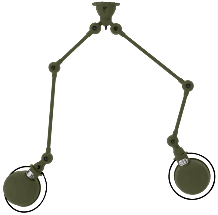 Loft Double - Arm Ceiling Light - SKY4224 - Jielde - Ceiling Lights - Matte - Olive Green - RAL6003 - HORNE