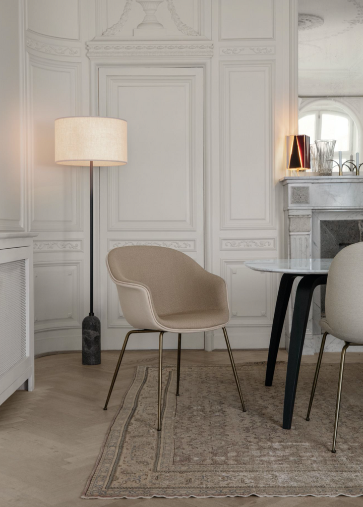 Bat Dining Armchair, Fully Upholstered - Black Matte Base - Gubi - Chairs - Canvas 2 - 0674 - HORNE