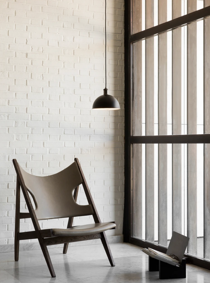 Knitting Lounge Chair - Leather & Fabric - Audo Copenhagen - Chairs - Walnut with Baru 0950 Fabric - HORNE