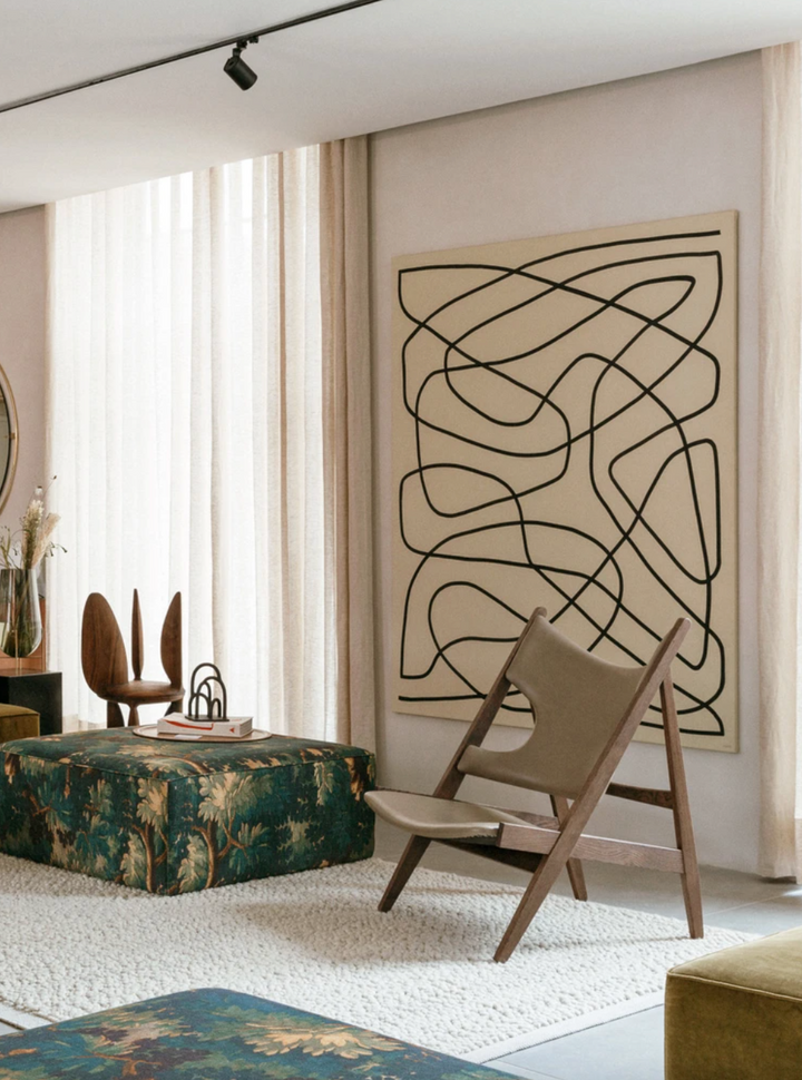Knitting Lounge Chair - Leather & Fabric - Audo Copenhagen - Chairs - Walnut with Baru 0950 Fabric - HORNE
