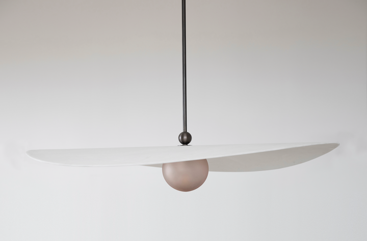 Myrna Pendant - Medium - Ladies & Gentlemen - Pendants - Brushed Brass - Perforated Smoke - White Opaque - HORNE