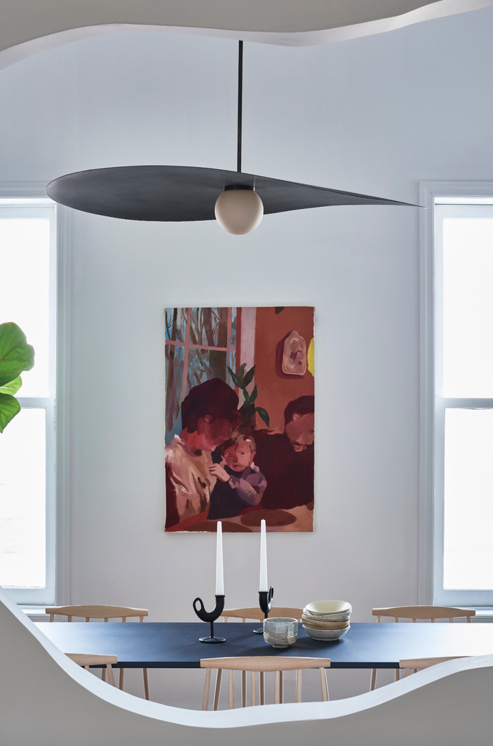 Myrna Pendant - Medium - Ladies & Gentlemen - Pendants - Brushed Brass - Perforated Smoke - White Opaque - HORNE