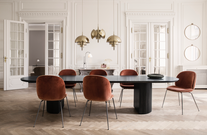 Beetle Dining Chair - Fully Upholstered - Gubi - Chairs - Black Chrome - Canvas 2 - 0674 - HORNE