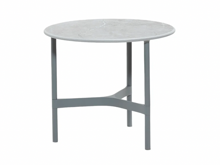 Twist Round Coffee Table - Cane Line - Tables + Desks - Small - Light Grey - Fossil Grey Ceramic - HORNE