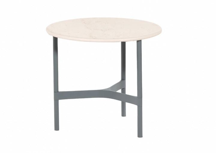 Twist Round Coffee Table - Cane Line - Tables + Desks - Small - Light Grey - Travertine Look Ceramic - HORNE