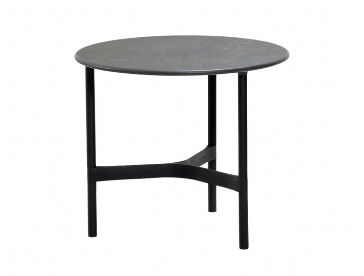 Twist Round Coffee Table - Cane Line - Tables + Desks - Small - Lava Grey - Fossil Black Ceramic - HORNE