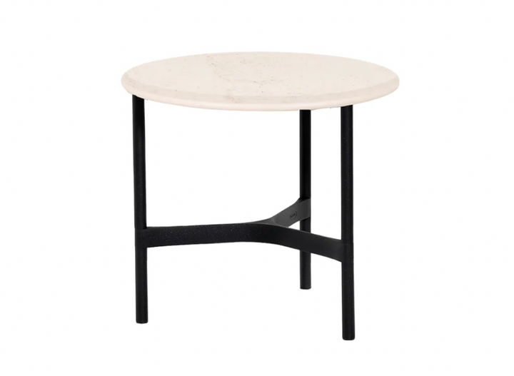 Twist Round Coffee Table - Cane Line - Tables + Desks - Small - Lava Grey - Travertine Look Ceramic - HORNE