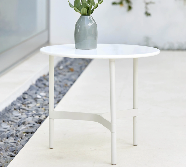 Twist Round Coffee Table - Cane Line - Tables + Desks - Large - Teak - Travertine Look Ceramic - HORNE