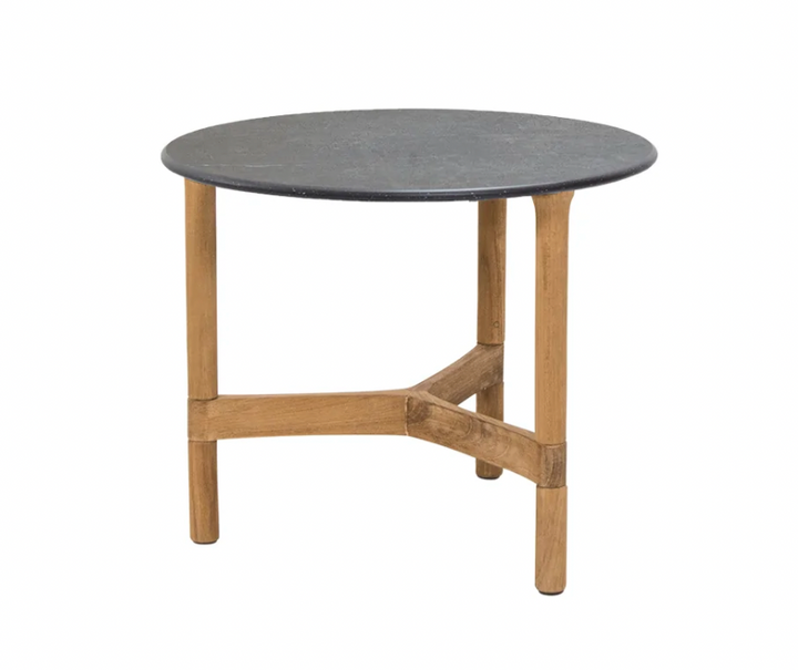 Twist Round Coffee Table - Cane Line - Tables + Desks - Small - Teak - Fossil Black Ceramic - HORNE