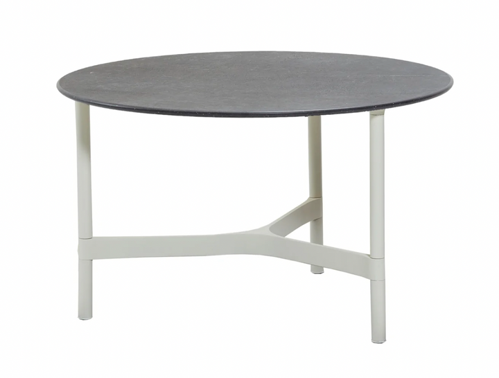 Twist Round Coffee Table - Cane Line - Tables + Desks - Medium - White - Fossil Black Ceramic - HORNE