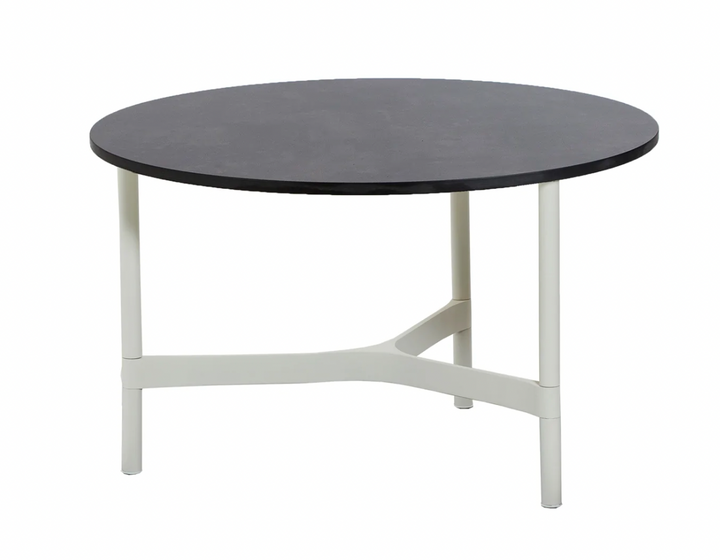 Twist Round Coffee Table - Cane Line - Tables + Desks - Medium - White - Dark Grey HPL - HORNE
