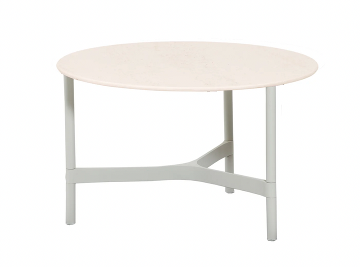 Twist Round Coffee Table - Cane Line - Tables + Desks - Medium - White - Travertine Look Ceramic - HORNE