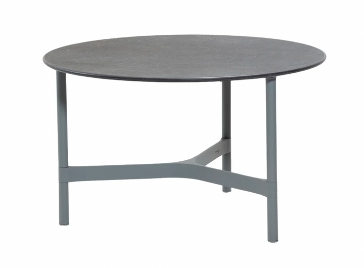 Twist Round Coffee Table - Cane Line - Tables + Desks - Medium - Light Grey - Fossil Black Ceramic - HORNE