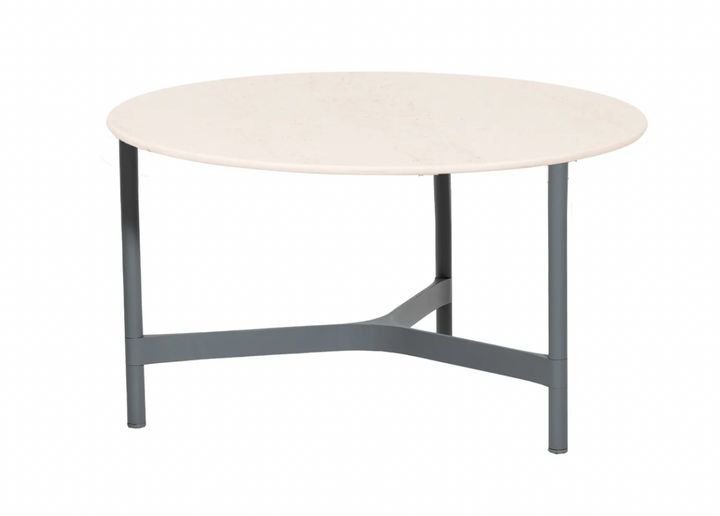 Twist Round Coffee Table - Cane Line - Tables + Desks - Medium - Light Grey - Travertine Look Ceramic - HORNE