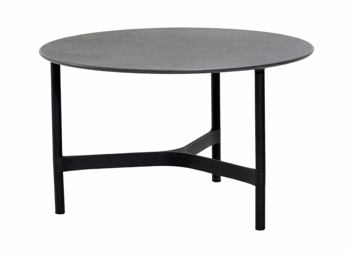 Twist Round Coffee Table - Cane Line - Tables + Desks - Medium - Lava Grey - Fossil Black Ceramic - HORNE