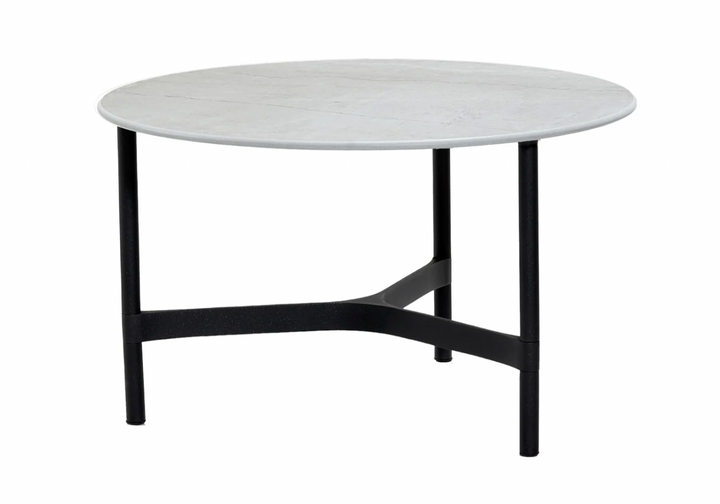 Twist Round Coffee Table - Cane Line - Tables + Desks - Medium - Lava Grey - Fossil Grey Ceramic - HORNE