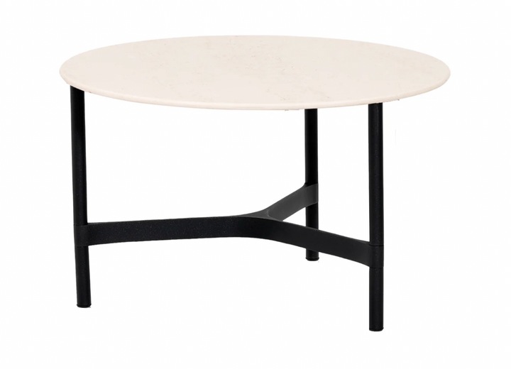 Twist Round Coffee Table - Cane Line - Tables + Desks - Medium - Lava Grey - Travertine Look Ceramic - HORNE