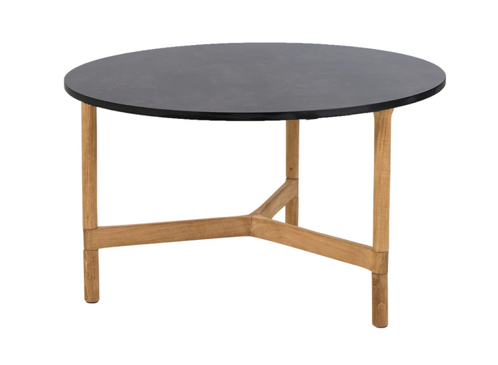 Twist Round Coffee Table - Cane Line - Tables + Desks - Medium - Teak - Dark Grey HPL - HORNE