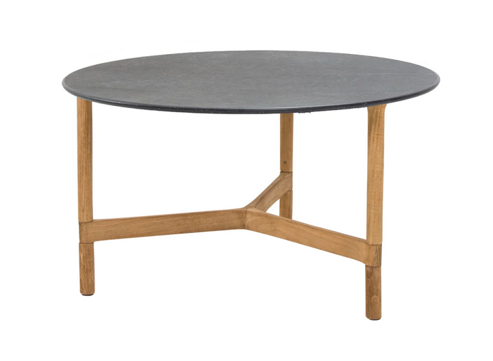Twist Round Coffee Table - Cane Line - Tables + Desks - Medium - Teak - Fossil Black Ceramic - HORNE