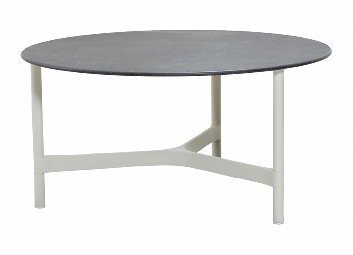 Twist Round Coffee Table - Cane Line - Tables + Desks - Large - White - Fossil Black Ceramic - HORNE