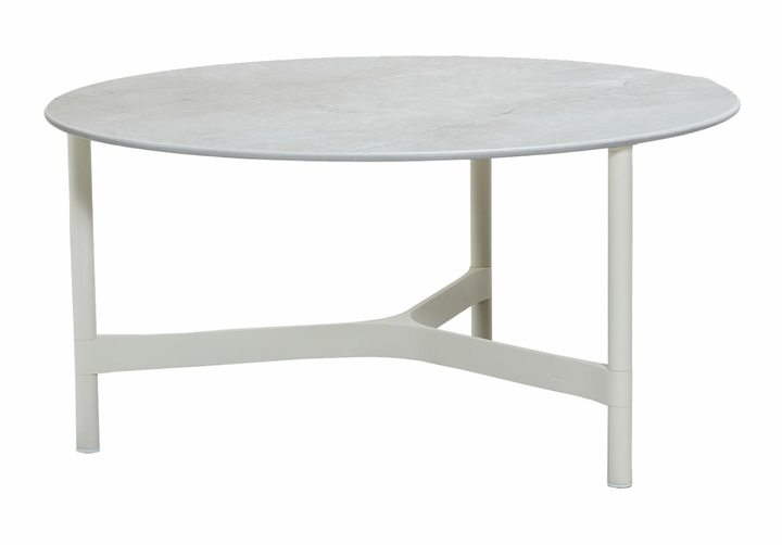 Twist Round Coffee Table - Cane Line - Tables + Desks - Large - White - Fossil Grey Ceramic - HORNE